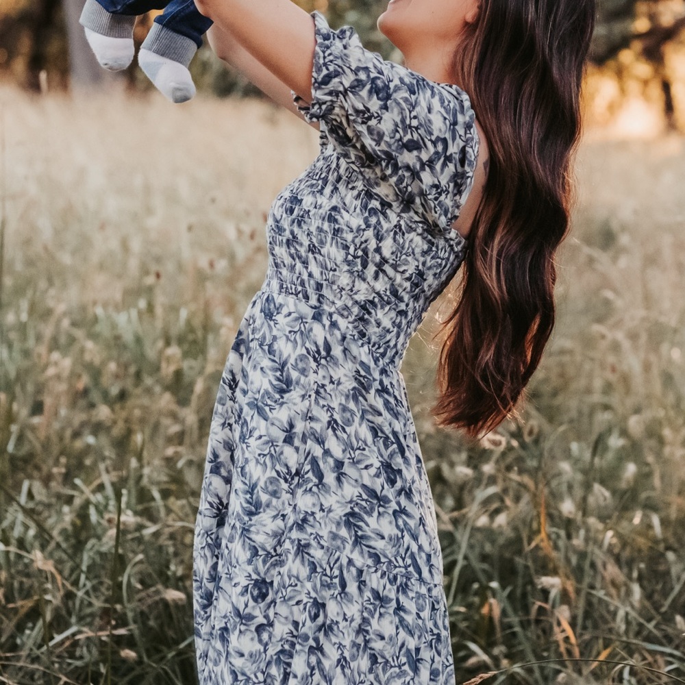 Abercrombie & Fitch Floral Squareneck Midi Dress